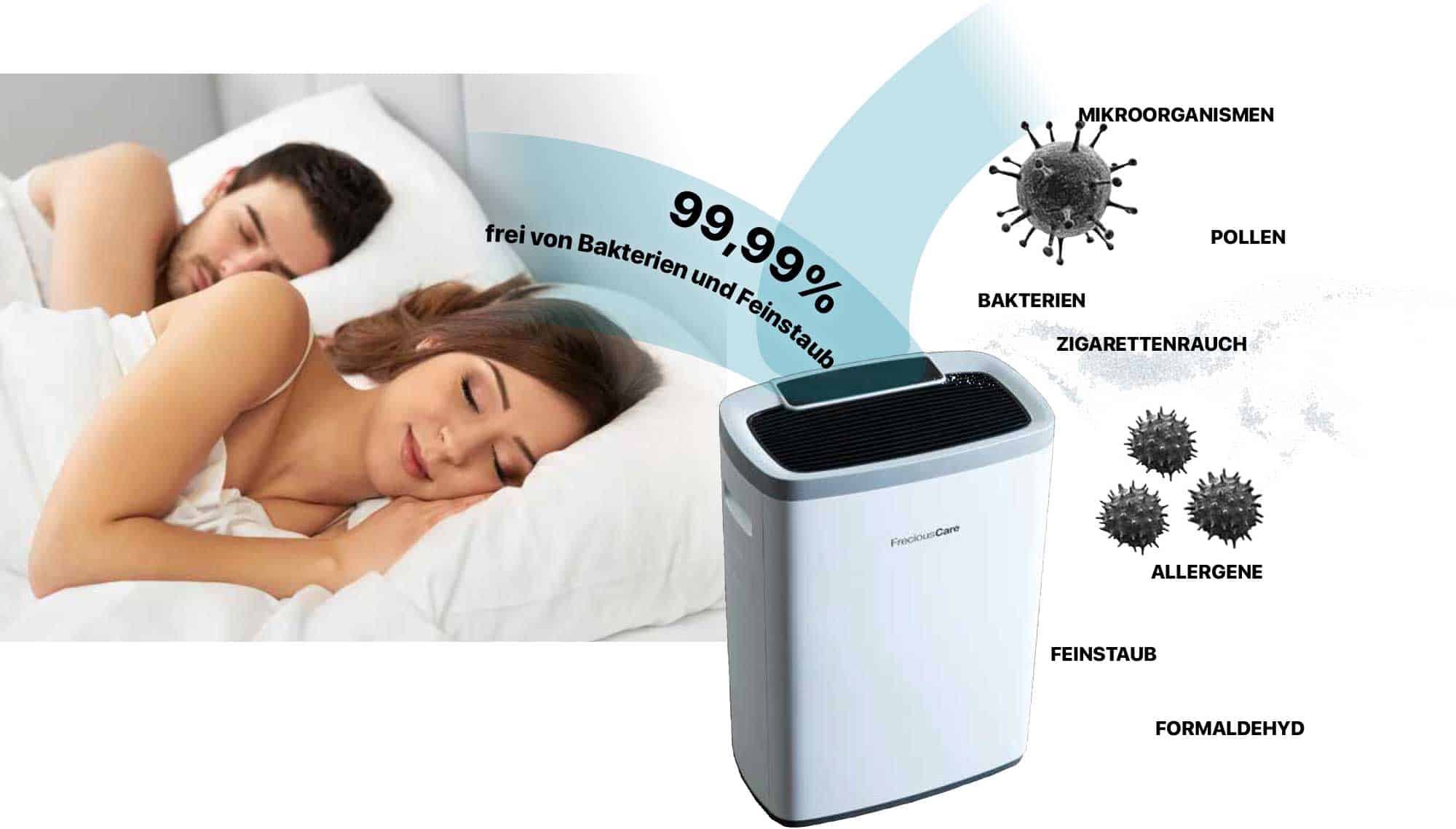 Gute Luft für einen gesunden Schlaf mit dem FreciousCare Luftreiniger